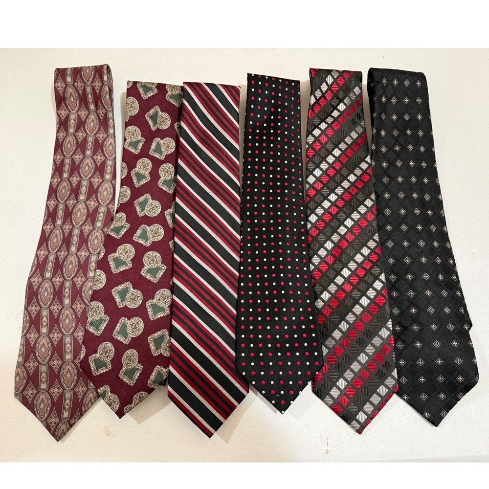 Mens Designer Necktie Lot of 6 Haggar Claiborne Geoffrey Beene Croft Barrow Ties
